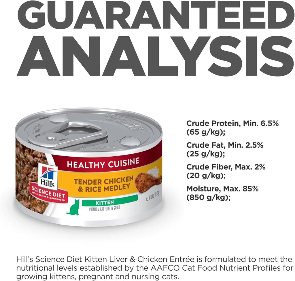 Healthy Cuisine, Kitten, Great Taste, Wet Cat Food, Chicken & Rice Stew, 2.8 Oz -  Hill's